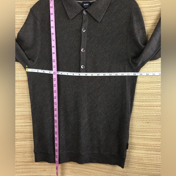 Hugo Boss Slim Fit Virgin Wool Bias Knit 1/3 Buttons Long Sleeve Polo Shirt Sz L - Picture 14 of 14